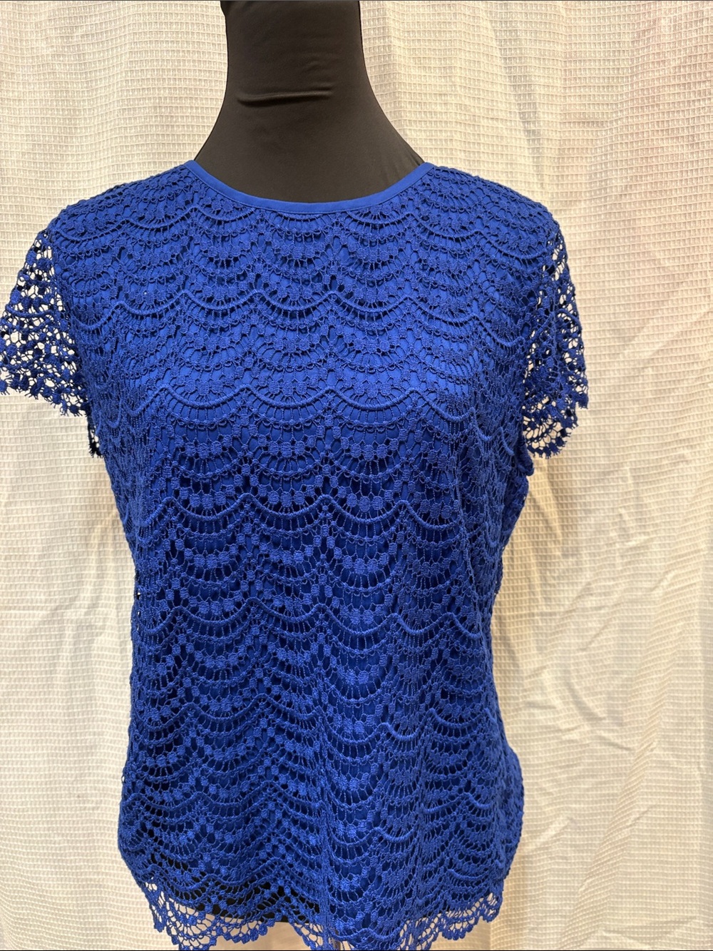 Banana Republic Cobalt Blue Crochet Lace Short Sleeve Top